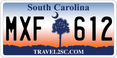 SC license plate MXF612