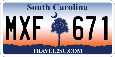 SC license plate MXF671