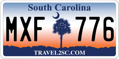 SC license plate MXF776