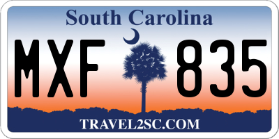 SC license plate MXF835