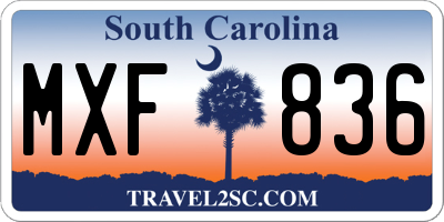 SC license plate MXF836