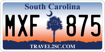 SC license plate MXF875