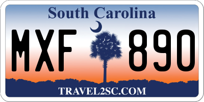 SC license plate MXF890