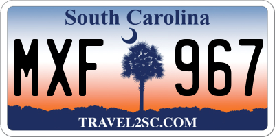 SC license plate MXF967