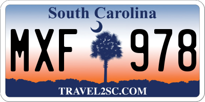 SC license plate MXF978