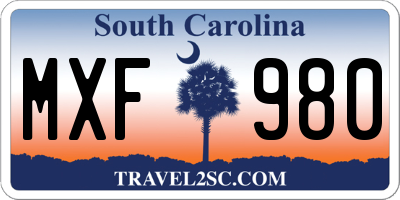 SC license plate MXF980