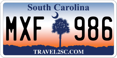 SC license plate MXF986