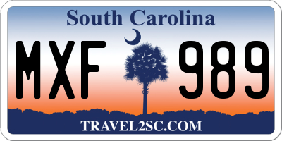 SC license plate MXF989