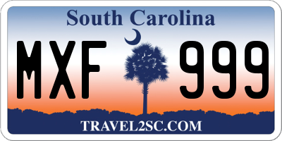 SC license plate MXF999