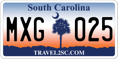 SC license plate MXG025
