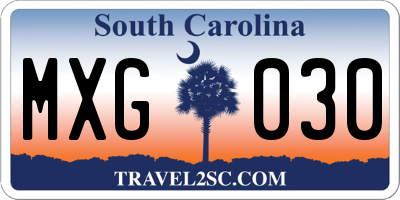 SC license plate MXG030