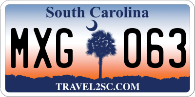 SC license plate MXG063