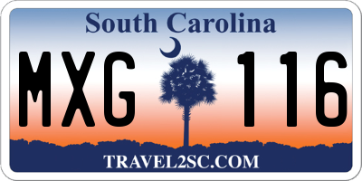 SC license plate MXG116
