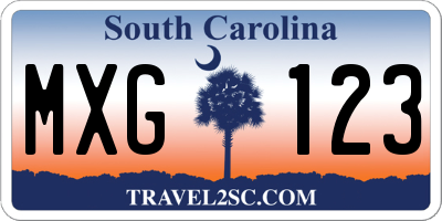 SC license plate MXG123