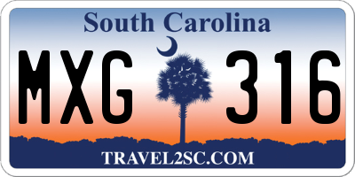 SC license plate MXG316