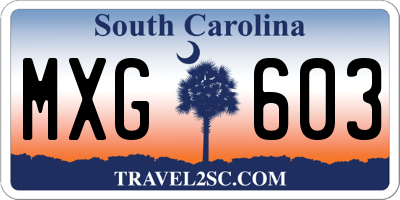 SC license plate MXG603