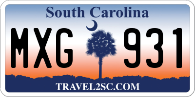 SC license plate MXG931