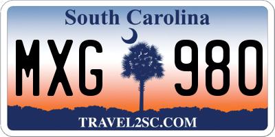 SC license plate MXG980