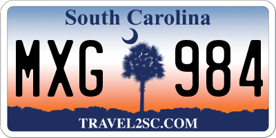 SC license plate MXG984
