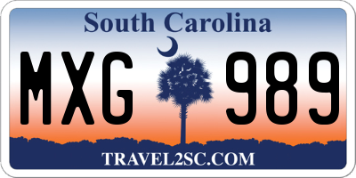 SC license plate MXG989