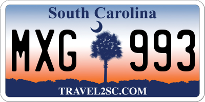 SC license plate MXG993