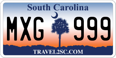 SC license plate MXG999