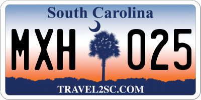 SC license plate MXH025
