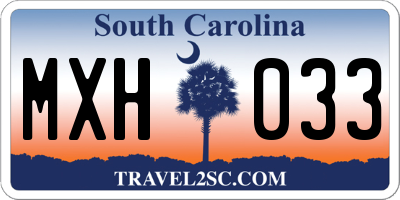 SC license plate MXH033