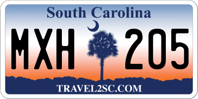 SC license plate MXH205