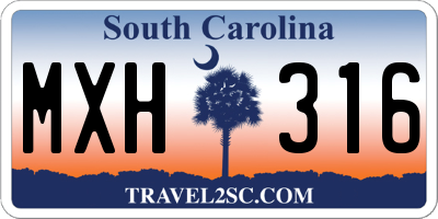SC license plate MXH316