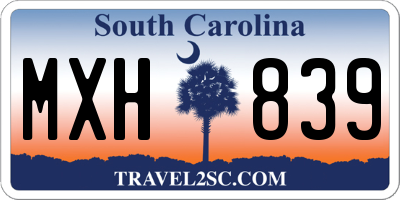 SC license plate MXH839