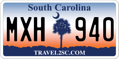 SC license plate MXH940