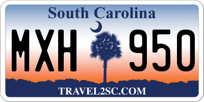 SC license plate MXH950