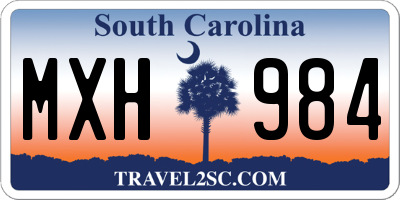 SC license plate MXH984
