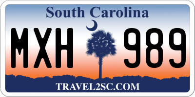SC license plate MXH989