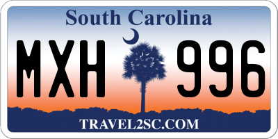 SC license plate MXH996
