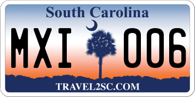 SC license plate MXI006
