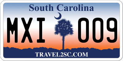 SC license plate MXI009