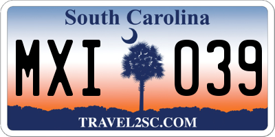 SC license plate MXI039