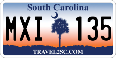 SC license plate MXI135