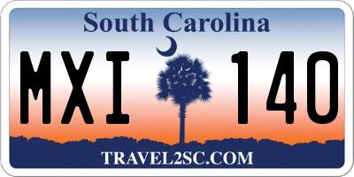 SC license plate MXI140