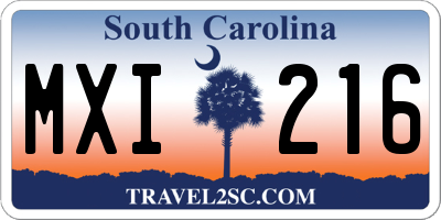 SC license plate MXI216