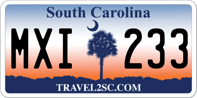 SC license plate MXI233