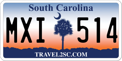 SC license plate MXI514