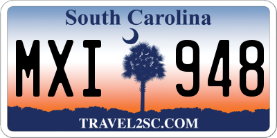SC license plate MXI948