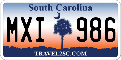 SC license plate MXI986