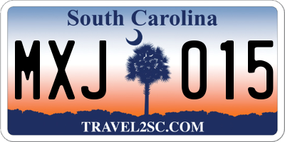 SC license plate MXJ015