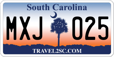 SC license plate MXJ025
