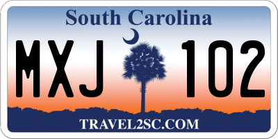SC license plate MXJ102