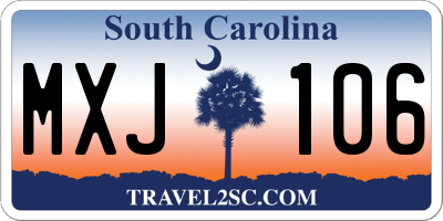 SC license plate MXJ106
